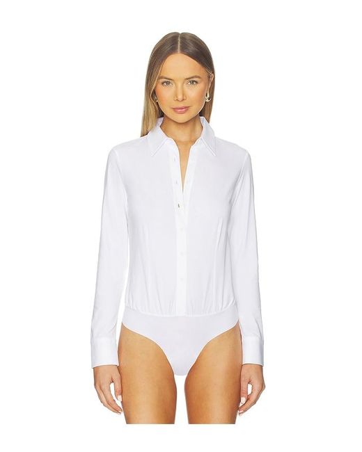 Commando White Cotton Stretch Button Down Bodysuit