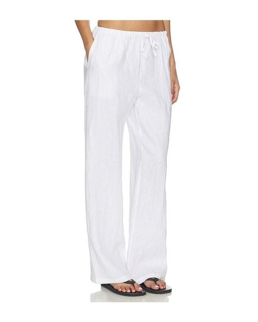 PERFECTWHITETEE White Lorana Linen Drawstring Pant
