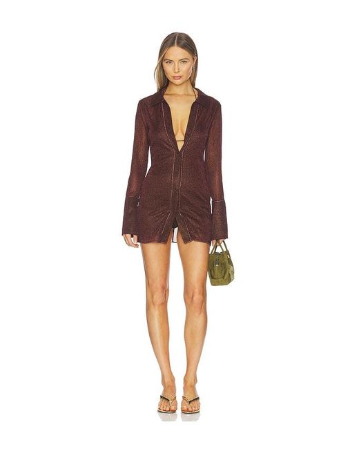 Oseree Red Lumiere Slim Shirt Dress