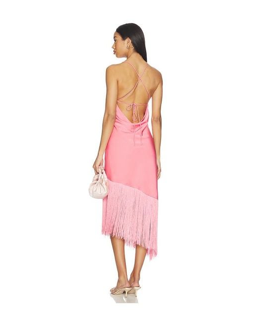 MORE TO COME Pink Natalina Fringe Midi Dress
