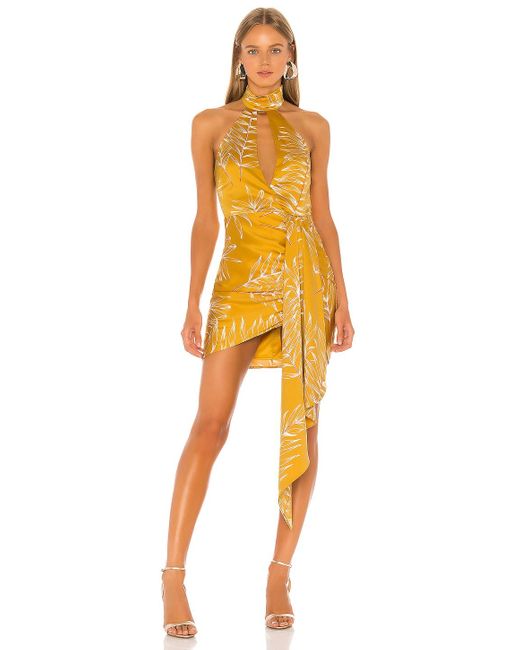 Camila Coelho Synthetic Antonia Mini Dress in Gold Tropical (Yellow) | Lyst