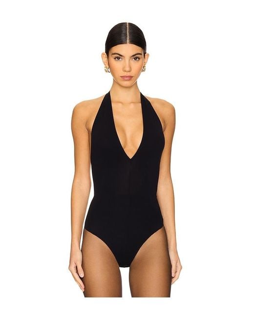 Commando Black Ballet Deep Plunge Halter Bodysuit