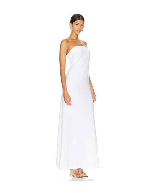 Norma Kamali White Strapless Tailored Side Slit Gown