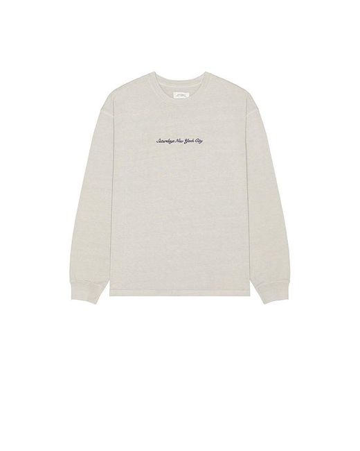 Saturdays NYC White Heavy Weight Pigment Long Sleeve Tee for men