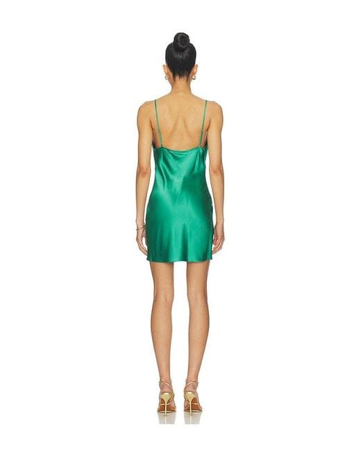 Fleur du Mal Green Mini Cowl Neck Slip Dress