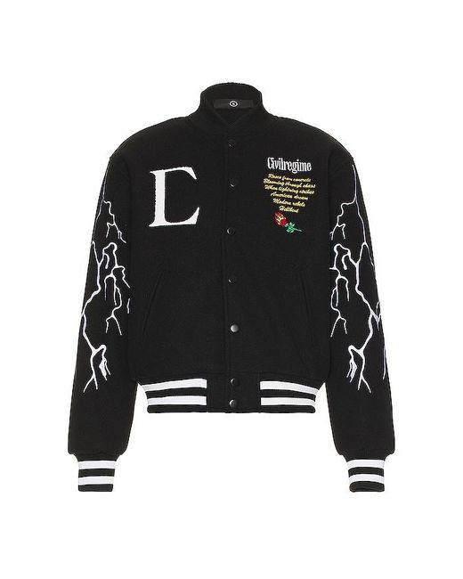 Civil Regime Night Strikes Varsity Jacket in Black for Men Lyst