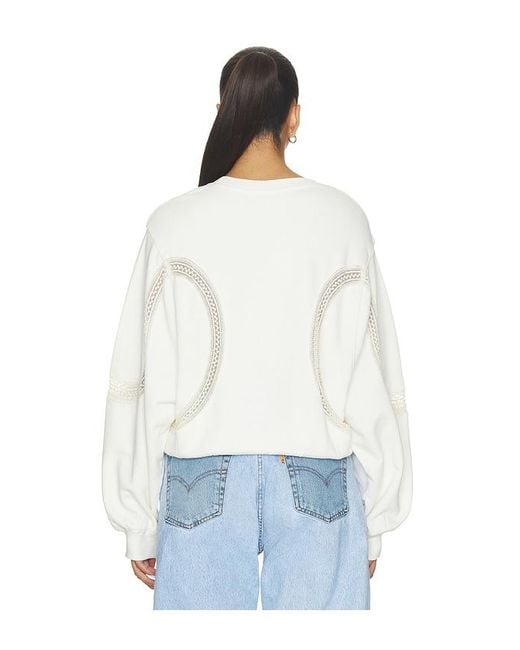 Free People White Love Lace Sweatshirt