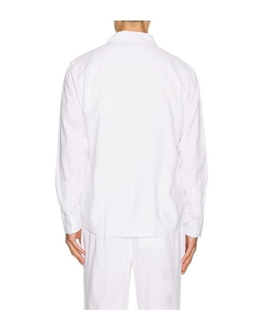 Vintage Summer White Long Sleeve Linen Button Down Shirt for men