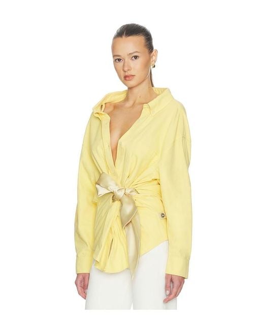 Area Yellow Satin Knot Oxford Shirt