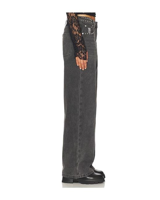 One Teaspoon Gray Jackson Mid Waist Wide Leg Jeans