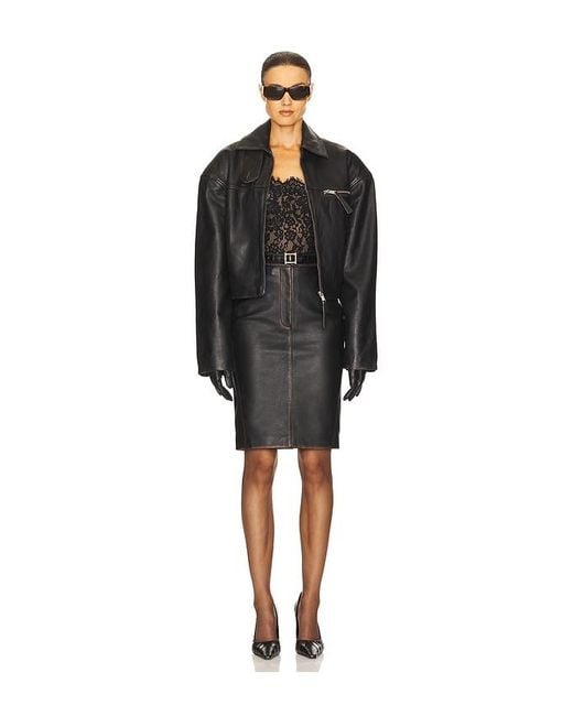 Helsa Black The Leather Oversized Moto Jacket