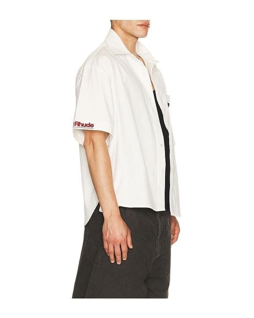 Rhude White Petrol Oversized Mechanic Shirt for men