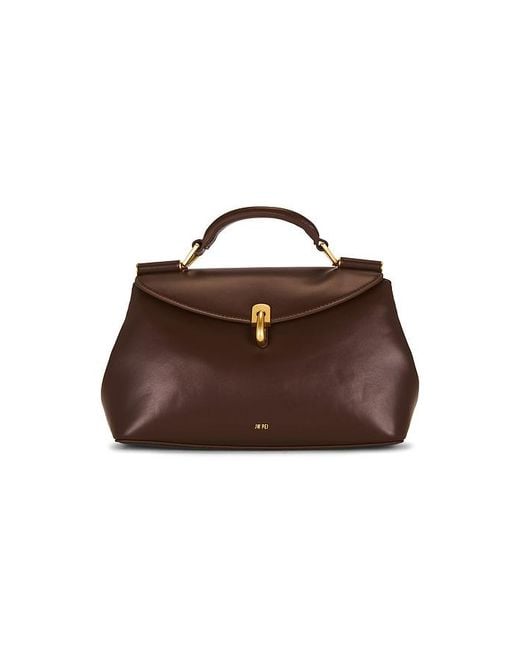 JW PEI Brown Audrey Flap Lock Top Handle Bag