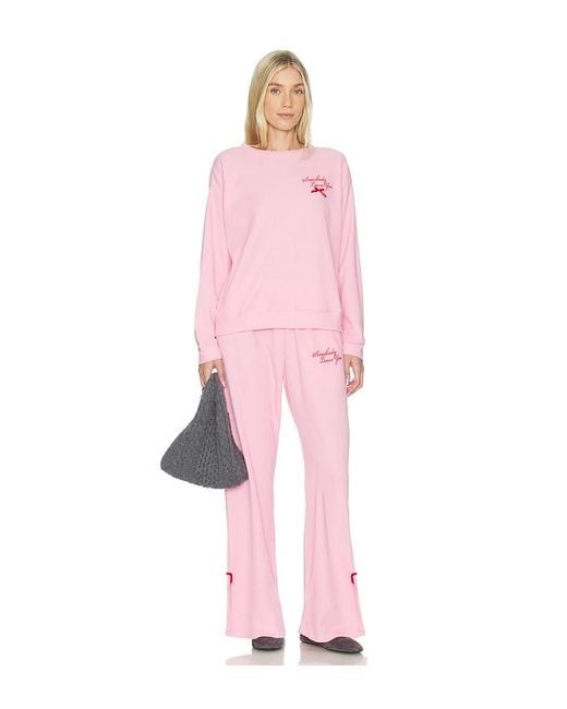 The Mayfair Group Pink Somebody Love You Waffle Crewneck Sweatshirt