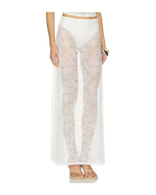 Runaway the Label White Jenna Low Waist Lace Maxi Skirt