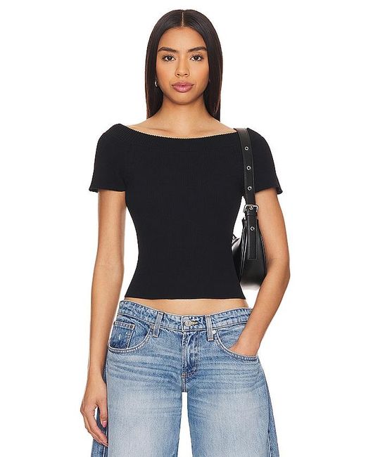 Free People Black X Intimately Fp Ribbed Seamless Off Shoulder Top