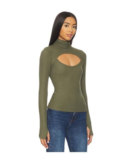 Michael Lauren Blue Cade Long Sleeve Turtleneck Top