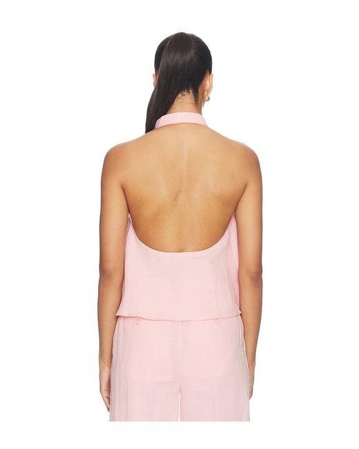 Lovers + Friends Pink Sandra Linen Top