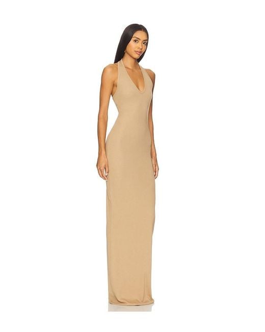 ÉTERNE Natural Halter Maxi Dress