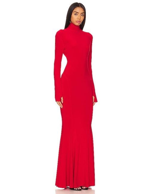 Norma Kamali Red X Revolve Turtle Fishtail Gown