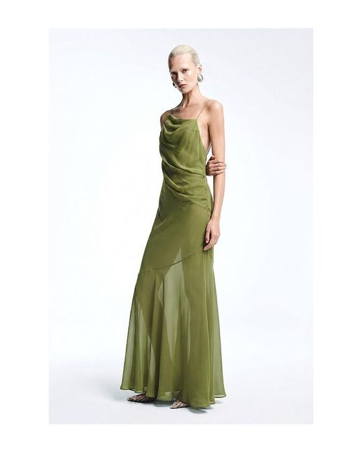 REVOLVE LOS ANGELES Green Siagre Silk Backless Gown