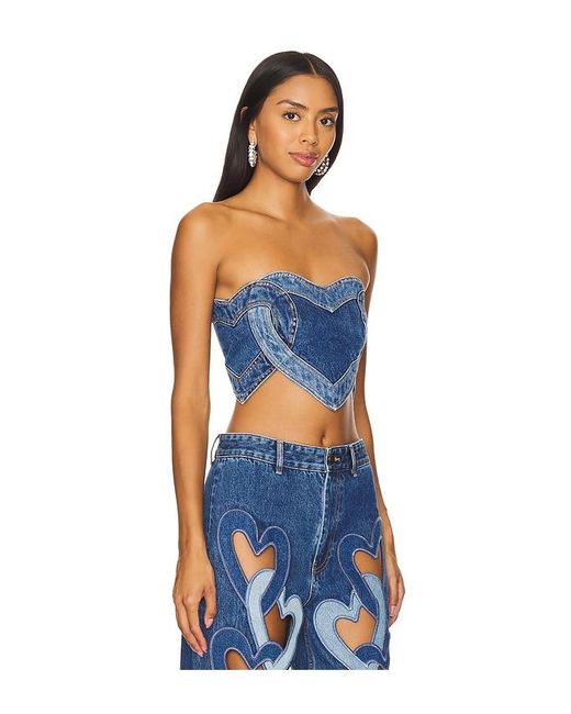 Area Blue Heart Strapless Top