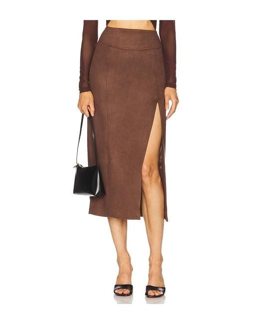 Bardot Brown Dante Faux Suede Midi Skirt