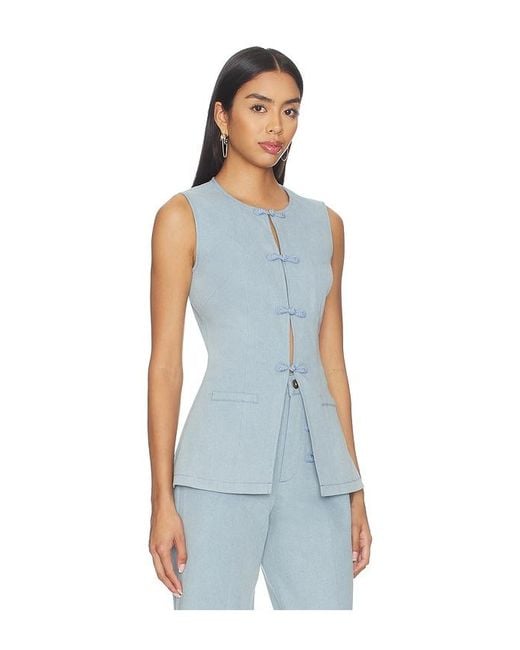 SAU LEE Blue Denver Denim Top