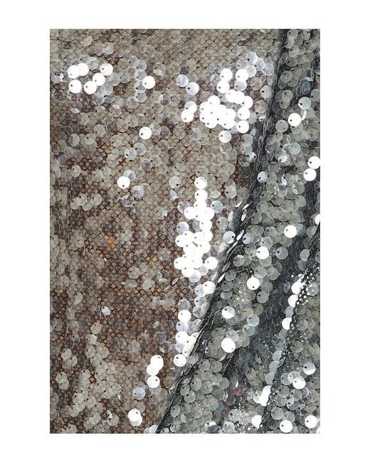 LAPOINTE White Mesh Sequin Sleeveless Gown With Sash