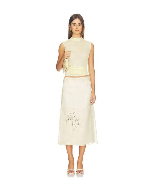 Tanner Fletcher Natural Lisel Embroidered Daisy Skirt