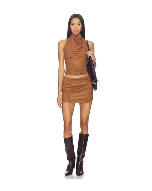 ALL THE WAYS Black Aiya Faux Suede Skirt