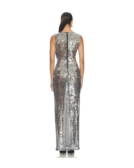 LAPOINTE White Mesh Sequin Sleeveless Gown With Sash