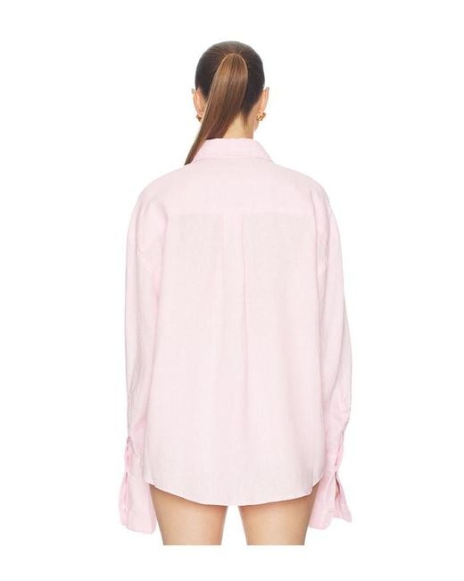 Helsa Pink Washed Linen Shirt
