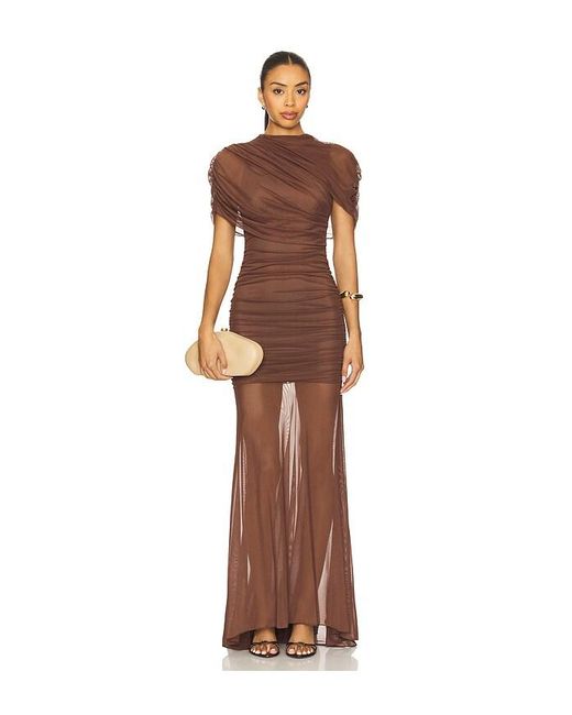 Amanda Uprichard Brown X Revolve Evianna Mesh Gown