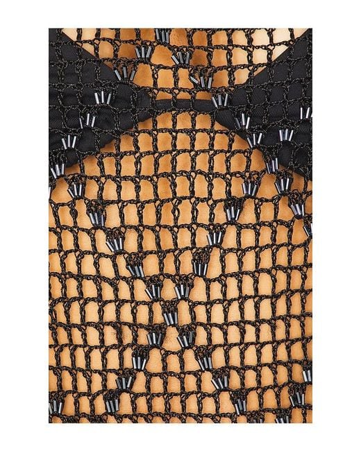 Lovers + Friends Black Katja Beaded Crochet Midi Dress
