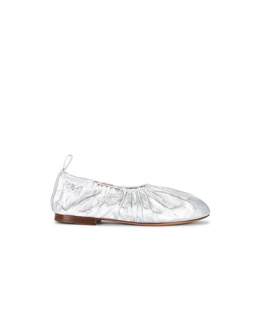 Mansur Gavriel White Ruched Ballerina Flat