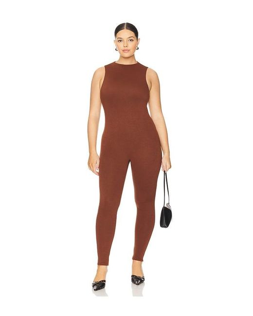 AFRM Kiki モックネックスリーブレスキャットスーツ Brown
