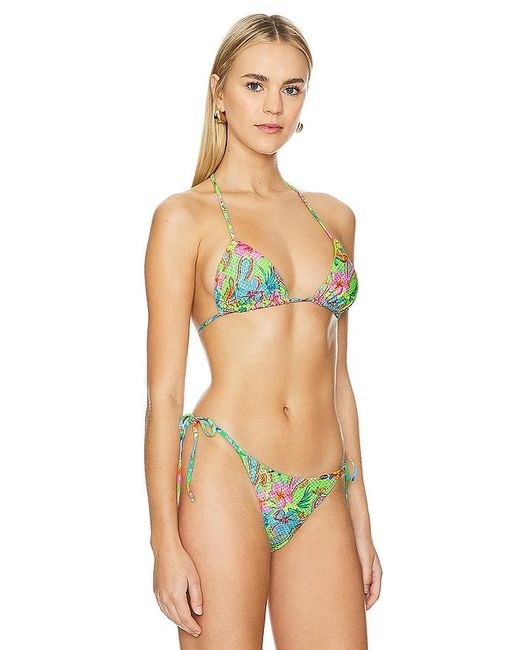 Luli Fama Multicolor Hibiscus Dream Triangle Bikini Top