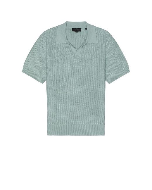 Vince Blue Crafted Rib Short Sleeve Johnny Collar Polo for men