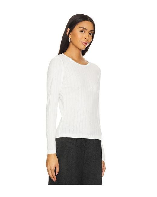 Leset White Pointelle Long Sleeve