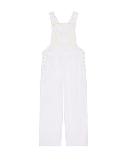 Helsa White The Summer Overalls With Vintage Swiss Embroidery