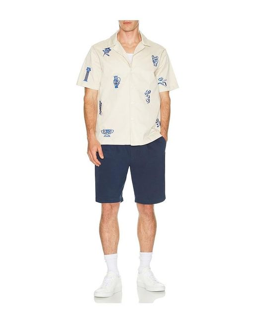 BOUND Blue Pleat Smart Canvas Shorts for men