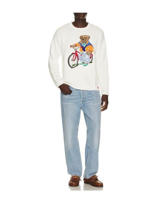 Polo Ralph Lauren White Long Sleeve Cotton Novelty Harbor Island Bear Rollneck Sweater for men