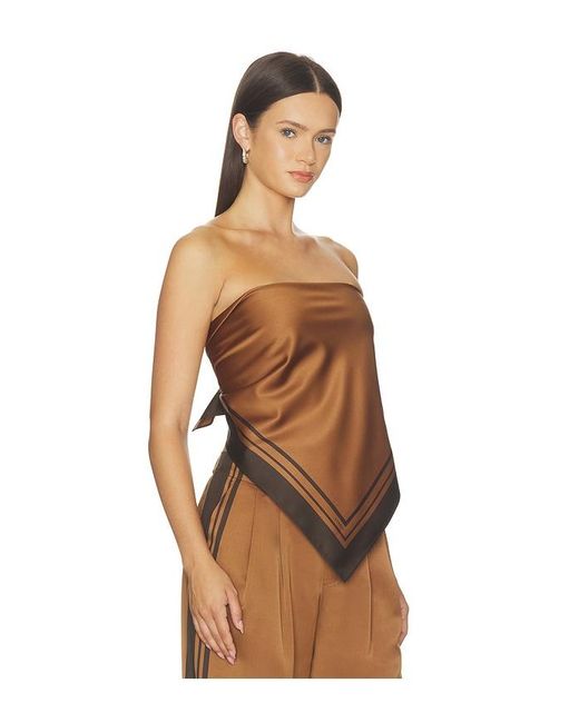 SER.O.YA Brown Hark Satin Top