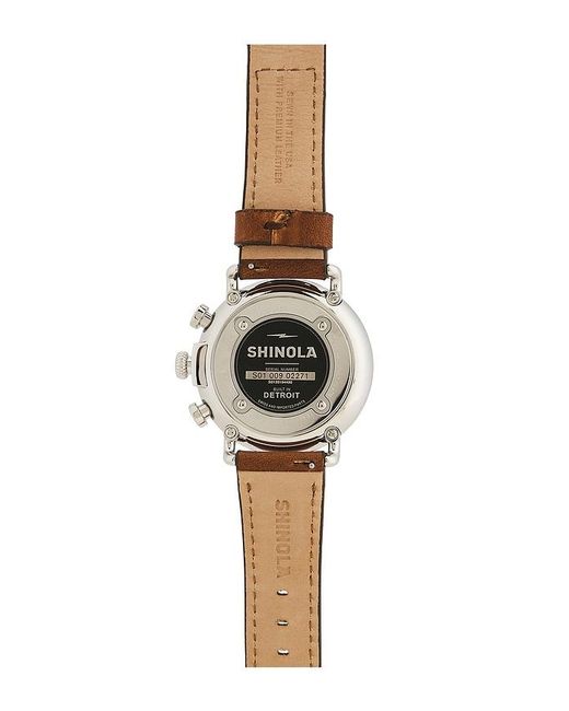 Shinola Blue Runwell 2 Eye Chrono 41Mm Watch British Tan Leather Strap for men