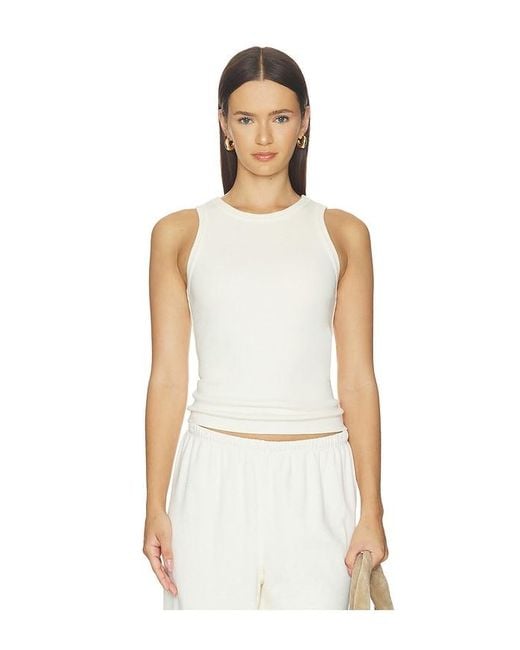PERFECTWHITETEE White Daphne Structured Rib High Neck Tank