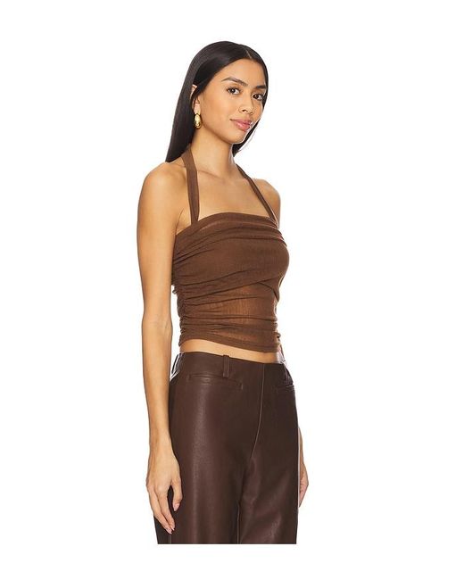 SOVERE Brown Thea Mesh Top