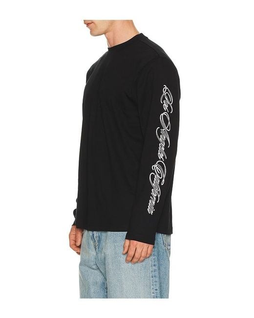 Stampd Black La Cursive Long Sleeve Relaxed Tee for men