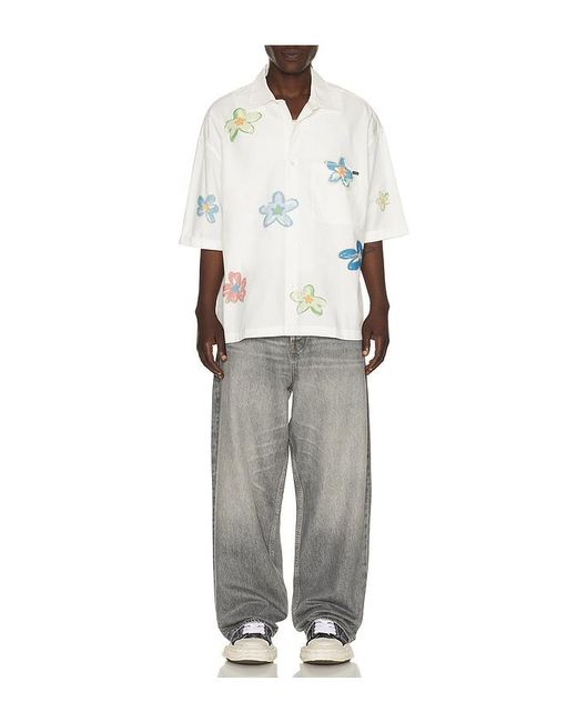 NAHMIAS White Super Bloom Cropped Short Sleeve Shirt for men