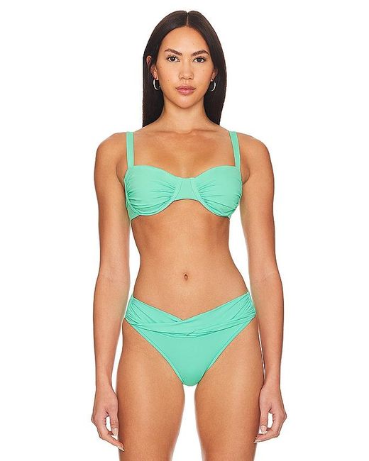 Seafolly Green Ruched Bikini Top